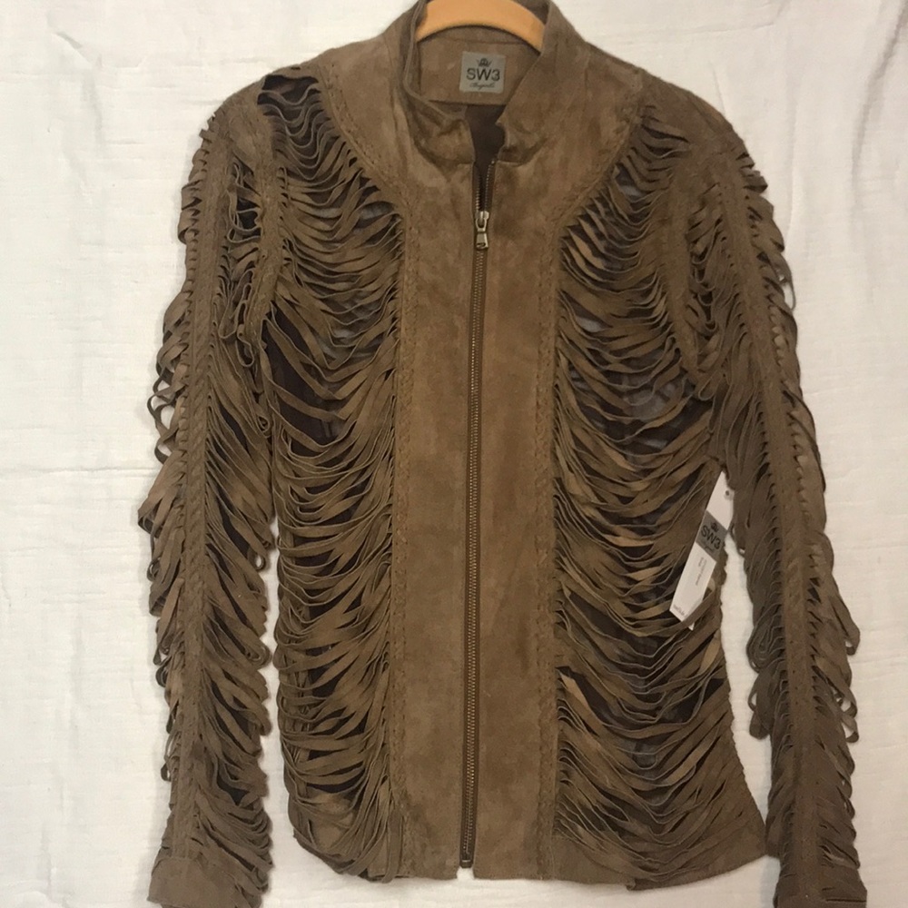 SW3 suede cutout fitted jacket